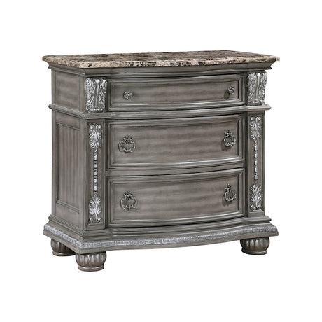 Bennington Gray Sleigh Bed Bedroom Set with Marble Tops – Homelegance - sold by Home Elegance USA