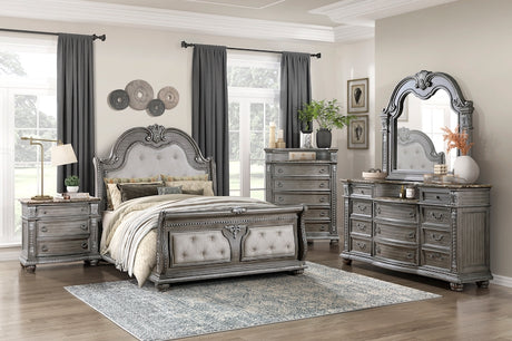 Bennington Gray Sleigh Bed Bedroom Set with Marble Tops – Homelegance - Home Elegance USA