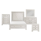 Theodora Pearl White Bedroom Set with Tufted Headboard – Modern Classic 1596