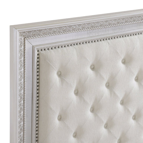 Theodora Pearl White Bedroom Set with Tufted Headboard – Modern Classic 1596 - sold by Home Elegance USA