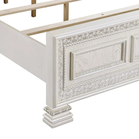 Theodora Pearl White Bedroom Set with Tufted Headboard – Modern Classic 1596 - sold by Home Elegance USA