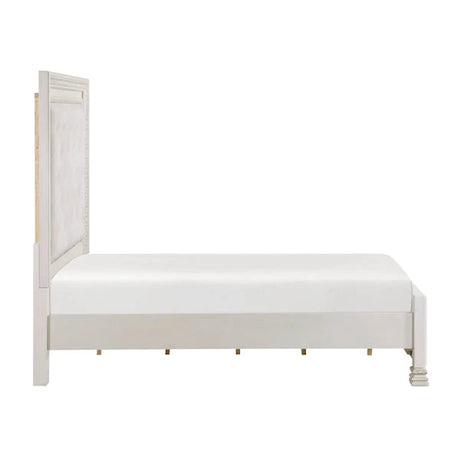 Theodora Pearl White Bedroom Set with Tufted Headboard – Modern Classic 1596 - sold by Home Elegance USA