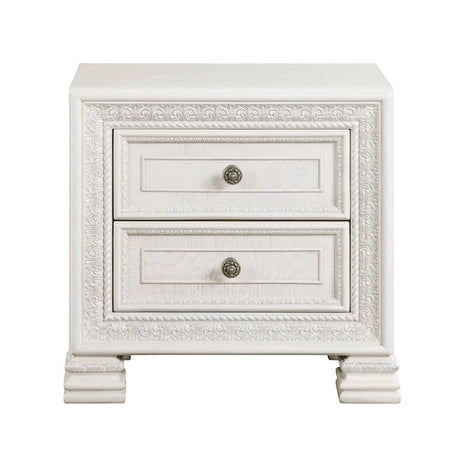 Theodora Pearl White Bedroom Set with Tufted Headboard – Modern Classic 1596 - sold by Home Elegance USA