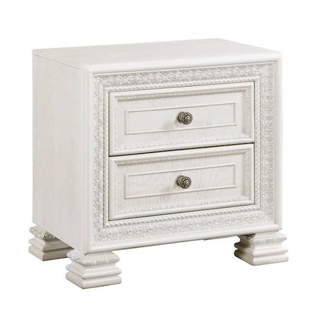 Theodora Pearl White Bedroom Set with Tufted Headboard – Modern Classic 1596 - sold by Home Elegance USA