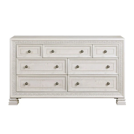 Theodora Pearl White Bedroom Set with Tufted Headboard – Modern Classic 1596 - sold by Home Elegance USA