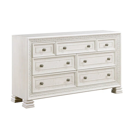 Theodora Pearl White Bedroom Set with Tufted Headboard – Modern Classic 1596 - sold by Home Elegance USA