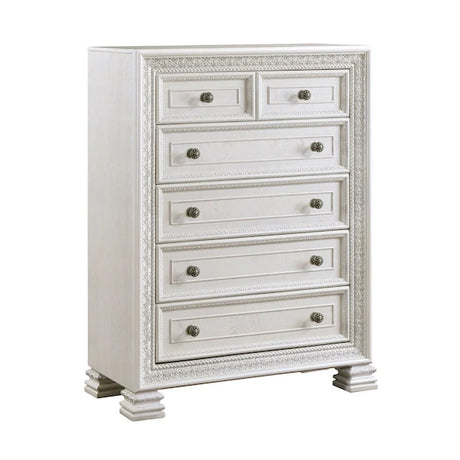 Theodora Pearl White Bedroom Set with Tufted Headboard – Modern Classic 1596 - sold by Home Elegance USA
