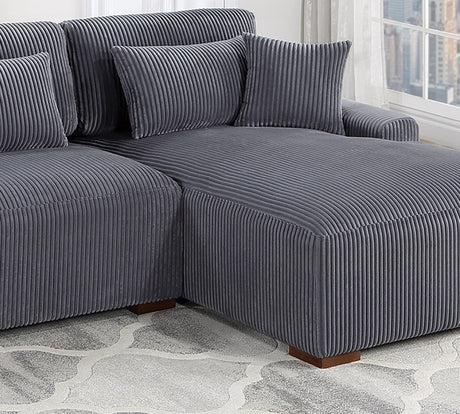 Modern 2pc Sectional Set XL Plush Corduroy Fabric Dark Gray LAF Sofa RAF Chaise Living Room Couch - sold by Home Elegance USA