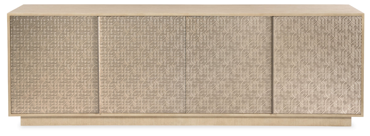 Geometry Entertainment Console Polished Limestone - Beige / Gold by Hooker Furniture - View 2