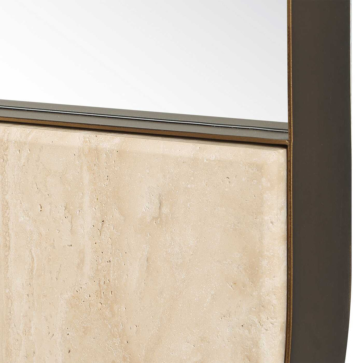 Russo Travertine Tall Oval Mirror Bronze / Brown / Gold - Beige by Uttermost - View 5