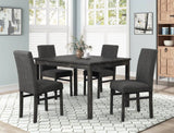5 Piece Transitional Dining Room Set 48' Wood Dining Table with 4 Upholstered Side Chairs, Charcoal Finish