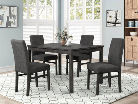 5 Piece Transitional Dining Room Set 48' Wood Dining Table with 4 Upholstered Side Chairs, Charcoal Finish