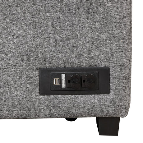 Modern Sleeper Sofa Bed with Storage Ottoman, Gray Linen, 84.75' L Shape Couch for Living Room or Apartment - sold by Home Elegance USA