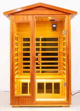 Two person Far infrared Khaya wood outdoor sauna room (Roof & Floor) - Home Elegance USA