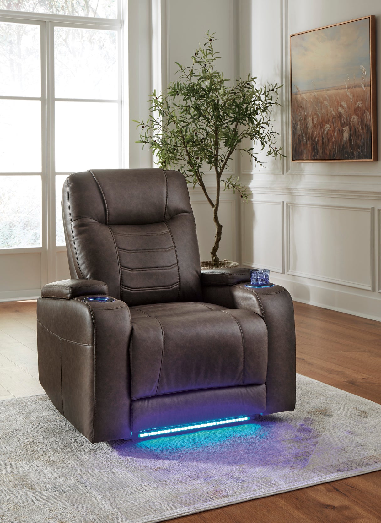 Power Recliner Schooner Rocks Black Fabric | Ashley Furniture - led view