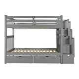 Full Over Full Bunk Bed with Shelves and 6 Storage Drawers, Gray(Old SKU:LT000046AAE) - sold by Home Elegance USA