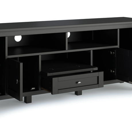 Warm Shaker 72 inch Wide Solid Wood TV Stand in Black For TVs up to 80 inches - sold by Home Elegance USA