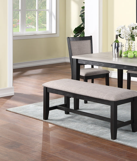 Contemporary Dining 6pc Set Table w 4x Side Chairs And Bench Padded Upholstered Cushion Seats Chairs Solid wood And Veneers Dining Room Furniture - sold by Home Elegance USA