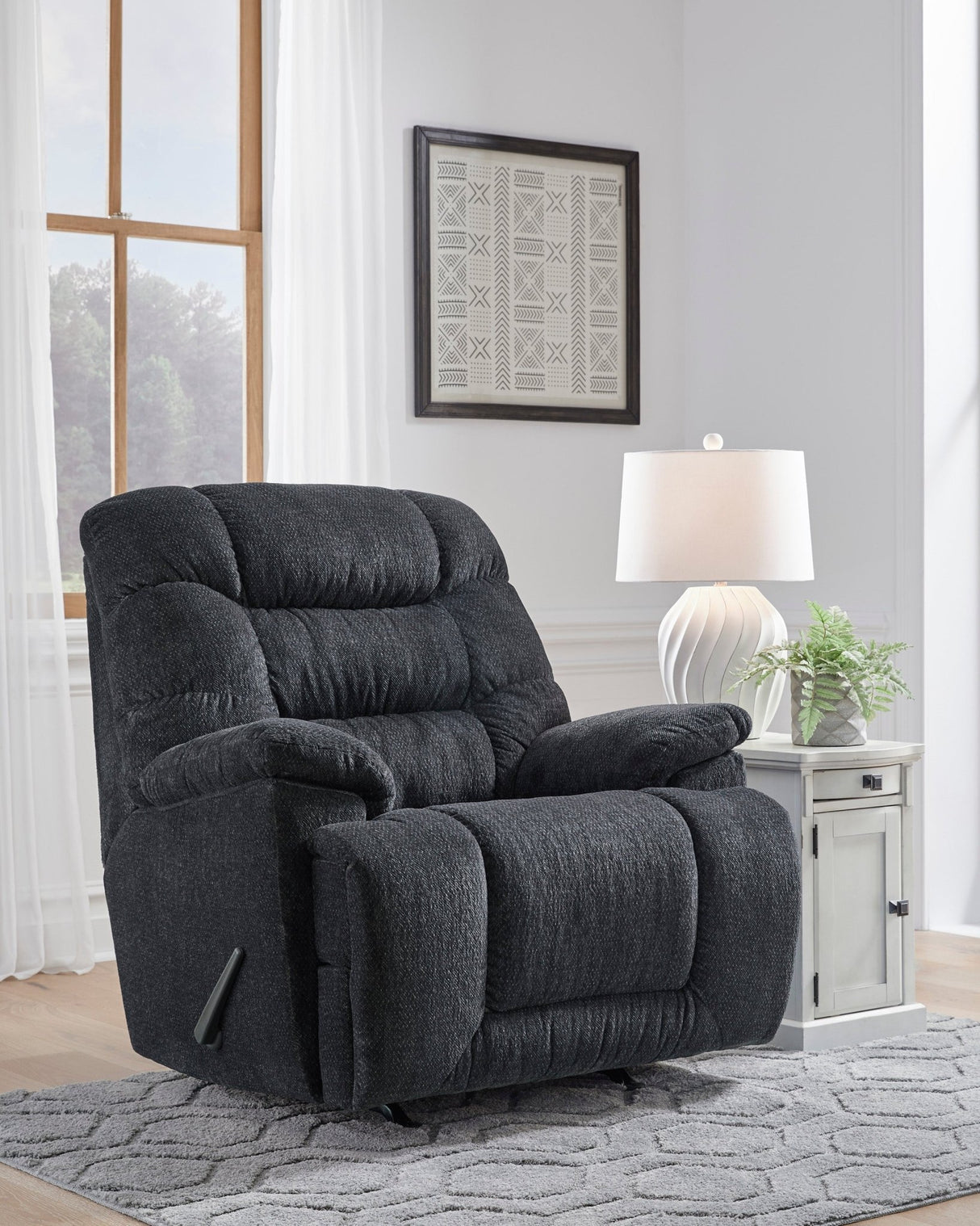 Ashley Charcoal Bridgtrail Rocker Recliner - Chenille | Home Elegance USA