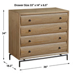 Millard Curved 4 Drawer Chest Woodtone - Light Brown by Uttermost - View 9