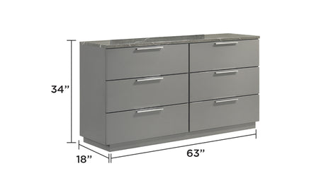 Elara Queen 5-Piece Set – Two-Tone High-Gloss Marble & Lacquer Finish with LED Lighting, Metal-Finished Legs, Spacious Storage- Gray (NJ Inventory) - sold by Home Elegance USA