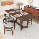 Marina Solid Wood Dining Table In Brown and 4 Side Chairs