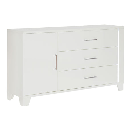 Kerren 1678W-5 Dresser with LED Lighting by Homelegance | White High Gloss Finish - sold by Home Elegance USA