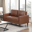Modern Style Chocolate Faux Leather Upholstered Love Seat Comfortable Cushion Back Seat Solid Wood Living Room Furniture 1pc
