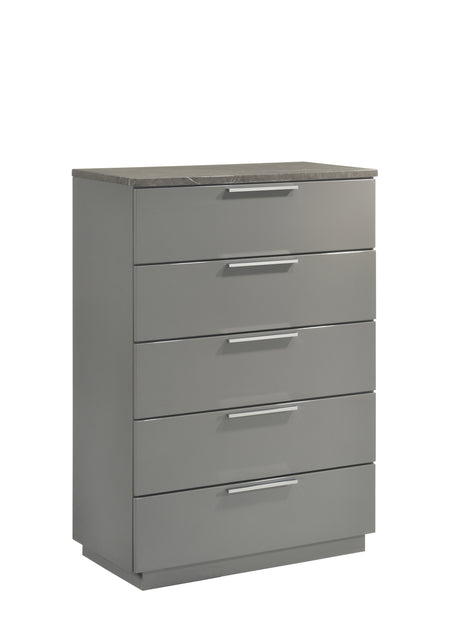 Elara Queen 5-Piece Set – Two-Tone High-Gloss Marble & Lacquer Finish with LED Lighting, Metal-Finished Legs, Spacious Storage- Gray (CA Inventory) - sold by Home Elegance USA