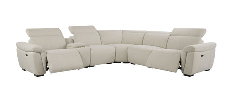 Dayana Beige Boucle Power Recliner Sectional Sofa for 5 People with Cupholder Console & Adjustable Headrest - sold by Home Elegance USA