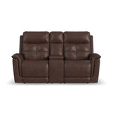 Ranger Power Reclining Loveseat With Console, Power Headrest, Lumbar, Heat & Massage - Rustic Brown | Flexsteel