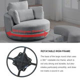 39"W Oversized Swivel Chair with moon storage ottoman for Living Room, Modern Accent Round Loveseat Circle Swivel Barrel Chairs for Bedroom Cuddle Sofa Chair Lounger Armchair, 4 Pillows, Teddy Fabric - W83489913 - image - 16