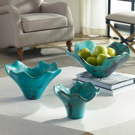 Teo Wood Wall Art (Set of 3) - Light Blue by Uttermost - View 3