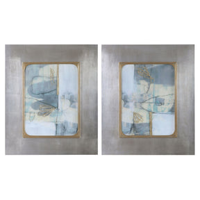 Gilded Whimsy Abstract Prints (Set of 2) - Dark Gray / Blue by Uttermost - View 1