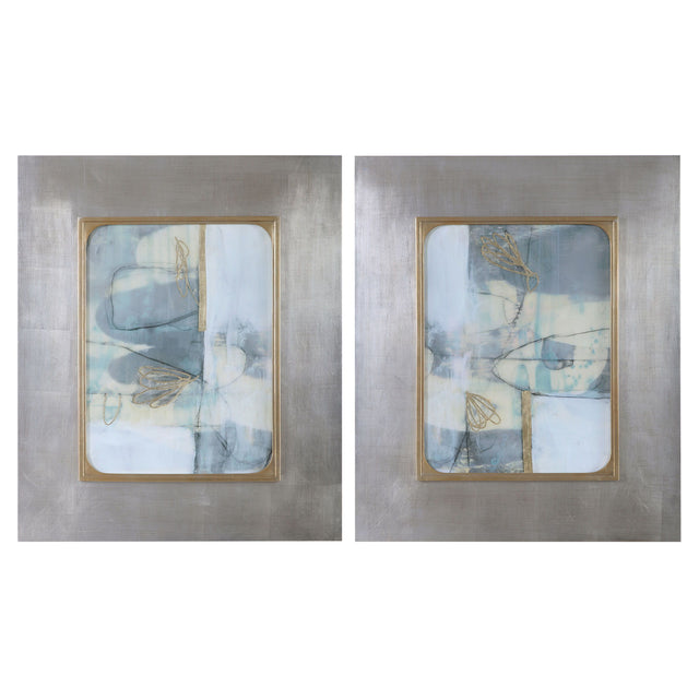 Gilded Whimsy Abstract Prints (Set of 2) - Dark Gray / Blue by Uttermost - View 1