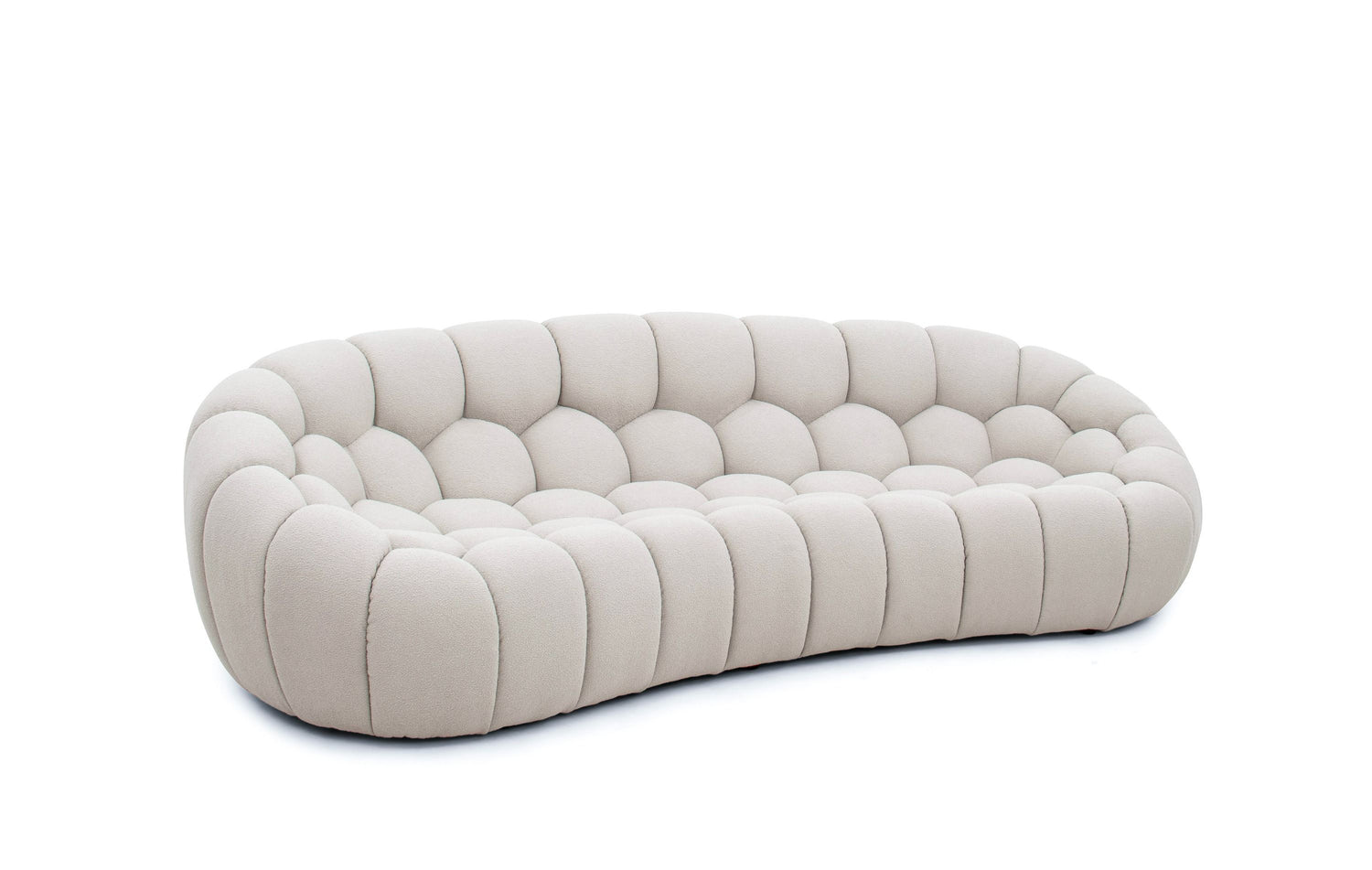 Divani Casa Yolonda - Modern Curved Beige Fabric Sofa - Home Elegance USA