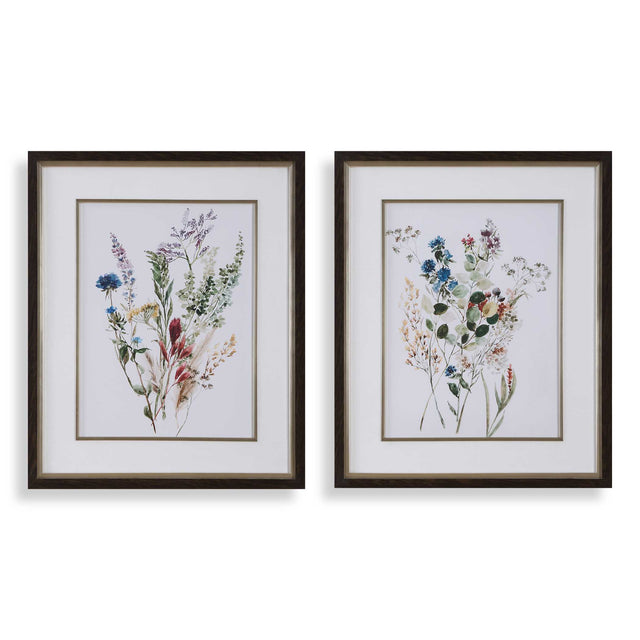 Delicate Flowers Framed Prints (Set of 2) - Green by Uttermost - View 1