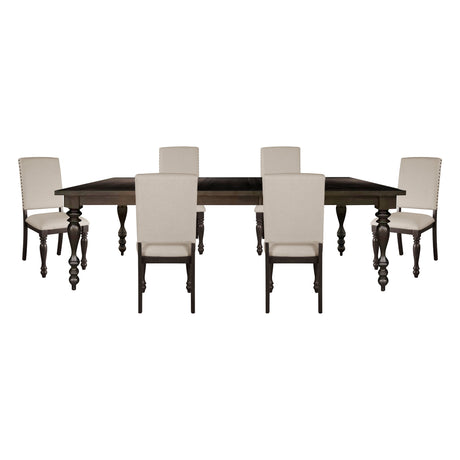 Begonia 7 Piece Dining Room Set In Grayish Brown 1718Gy-90-7Set | Homelegance - sold by Home Elegance USA
