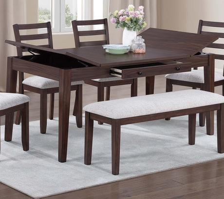 Contemporary Style 6pc Dining Set Walnut Dining Table w Storage Ladder Back 4x Side Chairs Bench Dining Room - sold by Home Elegance USA