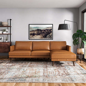 Lore  L-Shaped Genuine Leather Sectional In Tan Right Facing - sold by Home Elegance USA