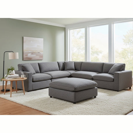 Cassandra Modular 6-Piece Sectional in Charcoal Grey with Solid Wood Legs - sold by Home Elegance USA