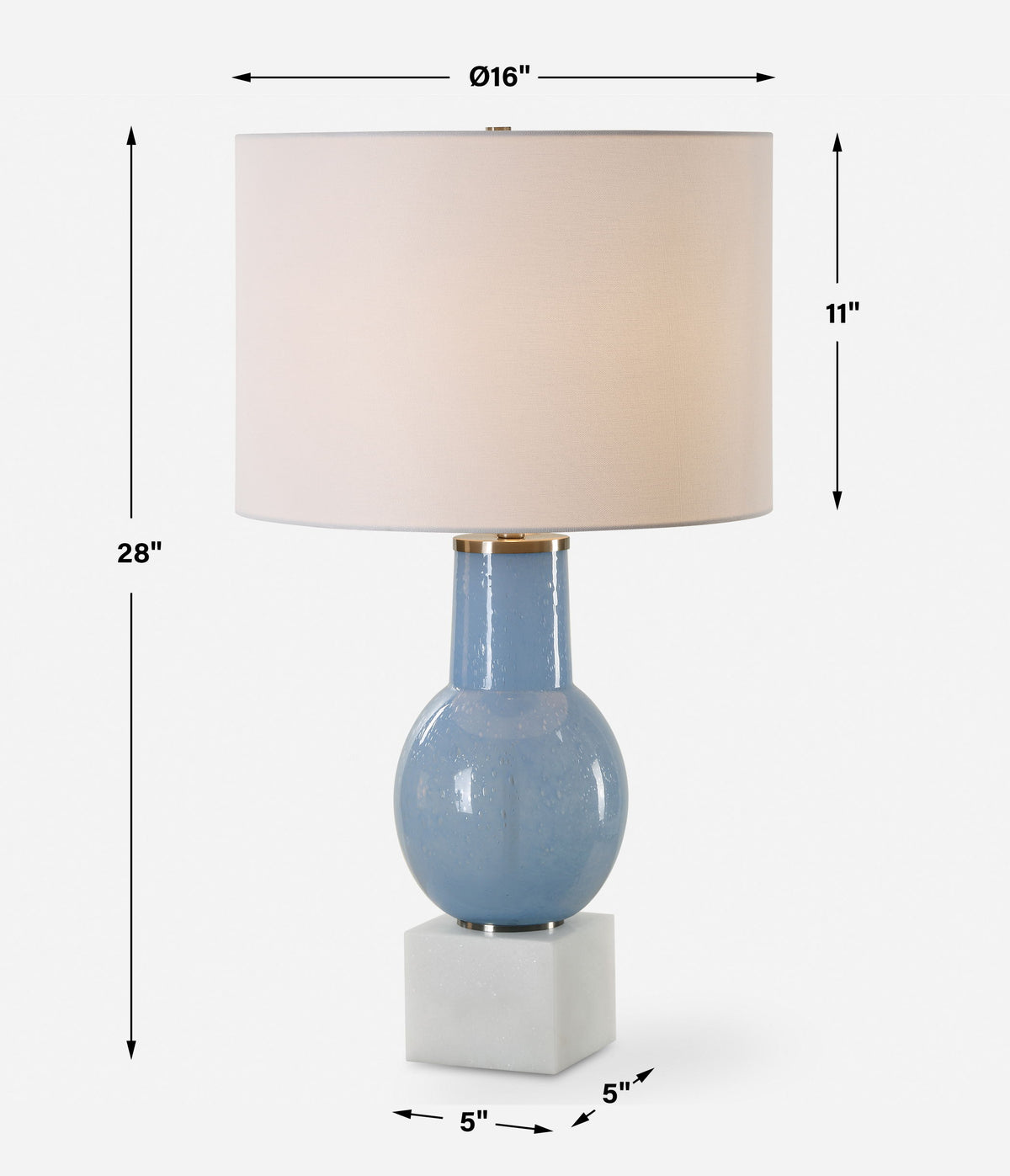 Clear Sky Blue Glass Table Lamp by Uttermost - View 7