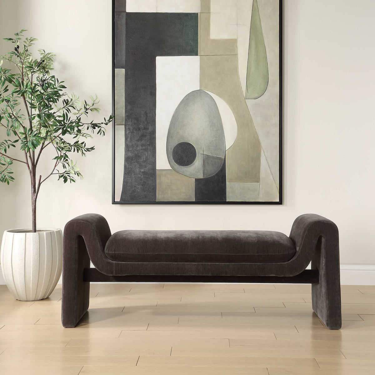 Manson Modern Bench Charcoal - Dark Gray by Uttermost - View 2