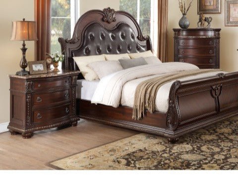 Cavalier Dark Cherry 3 Piece Eastern King Sleigh Bedroom Set 1757K - 1Ek - 3 | Homelegance - 1757K - 1EK - 3 - Home Elegance USA - 1