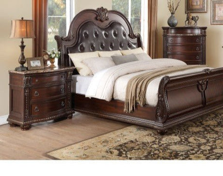 Cavalier Dark Cherry 3 Piece Eastern King Sleigh Bedroom Set 1757K - 1Ek - 3 | Homelegance - 1757K - 1EK - 3 - Home Elegance USA - 1