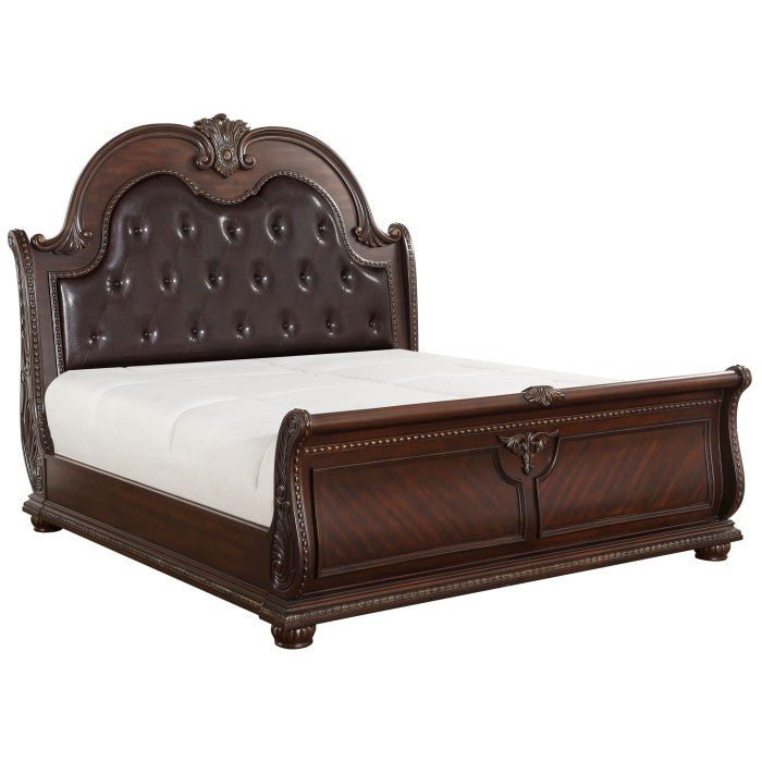 Cavalier Dark Cherry 5 Piece Queen Sleigh Bedroom Set 1757 - 1 - 5 | Homelegance - 1757 - 1 - 5 - Home Elegance USA - 2