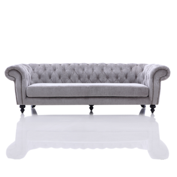 Alexandrina Grey Tufted Velvet Sofa - View Image 1