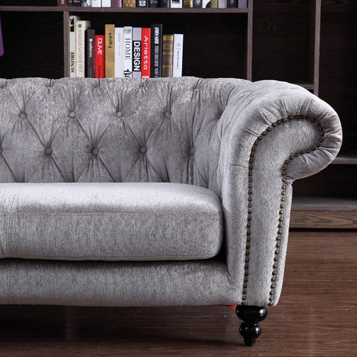 Alexandrina Grey Tufted Velvet Sofa - View Image 1