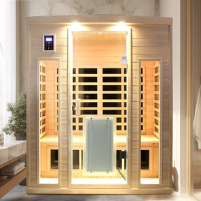 Low EMF Three-Person Far-Infrared Sauna Room with Bluetooth & LED Lighting - sold by Home Elegance USA