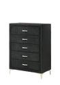 1pc Glam Style Five Drawers Chest Fabric Upholstered Nailhead Tufted Wood Metal Fabric Bedroom Furniture